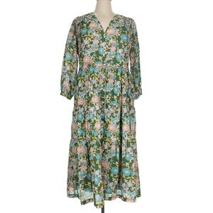 Trovata California Brand Ainsley XL silk Floral‎ - Long Sleeve Dress maxi luxury
